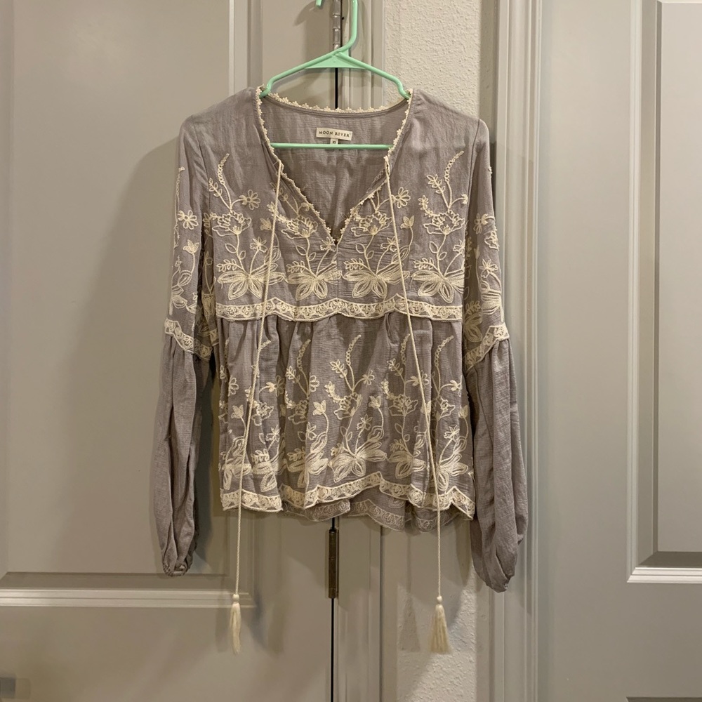Moon River Embroidered Top